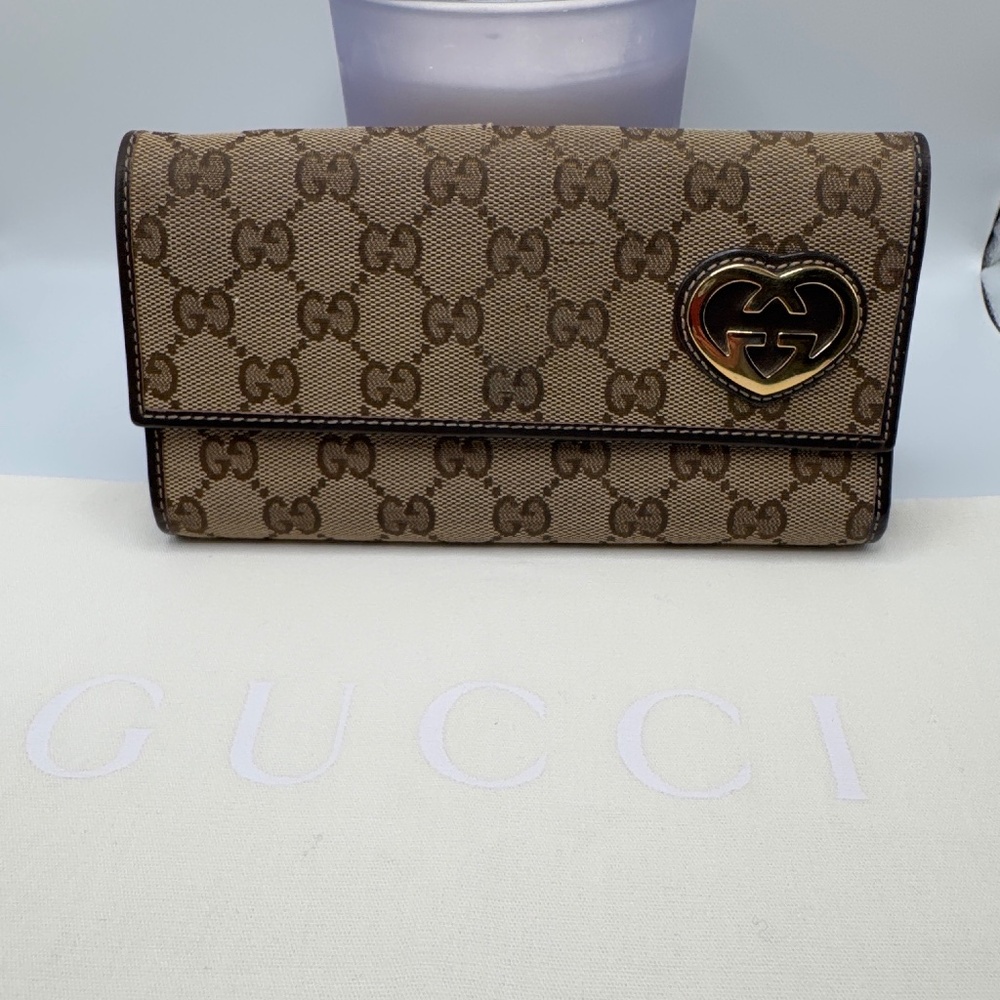 GUCCI GG LOVELY HEART CANVAS LONG WALLET